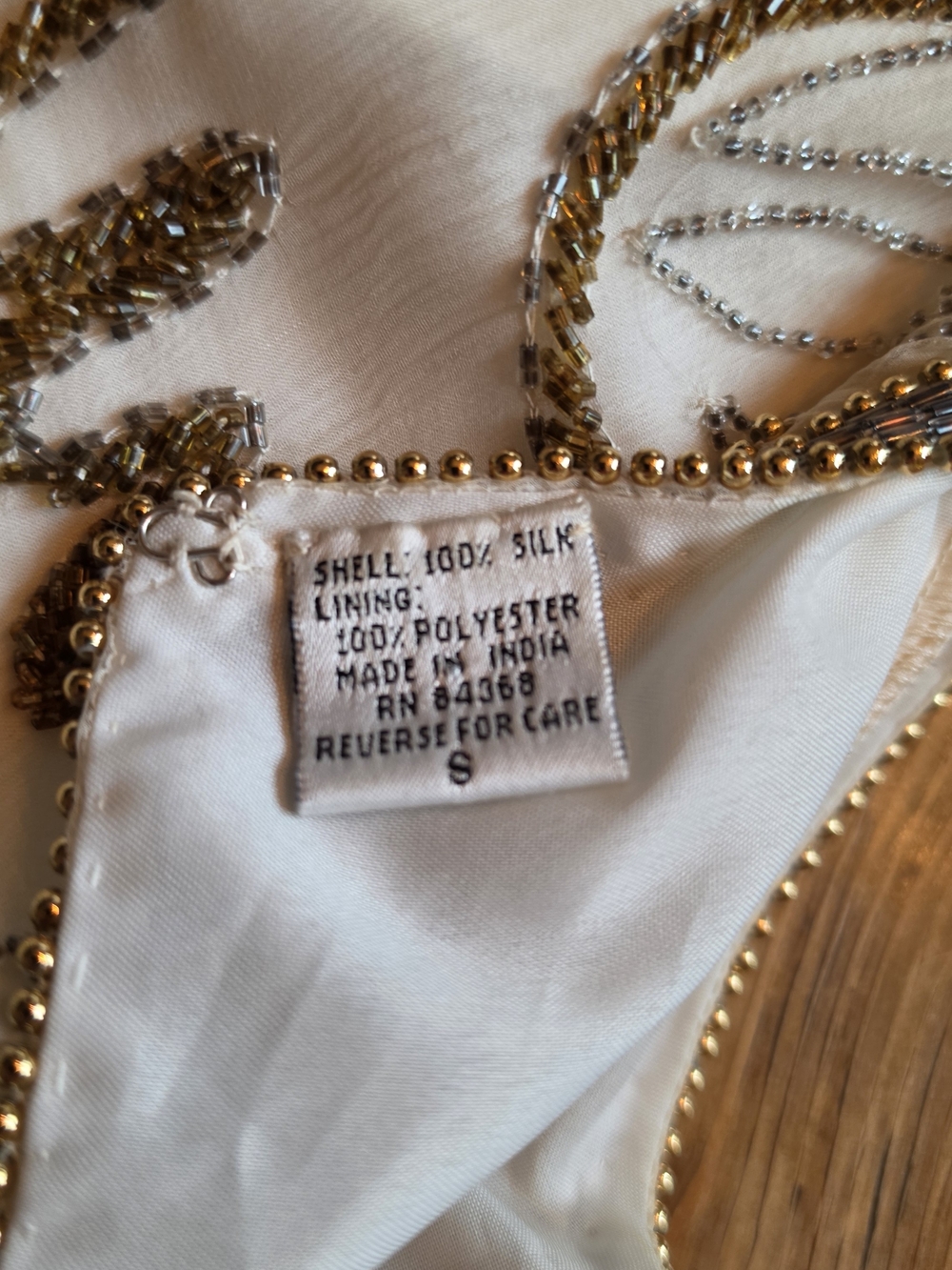 Lawrence Kazar Silk Beaded Sequin Ivory Blouse Top Women's S Vintage - Picture 4 of 7
